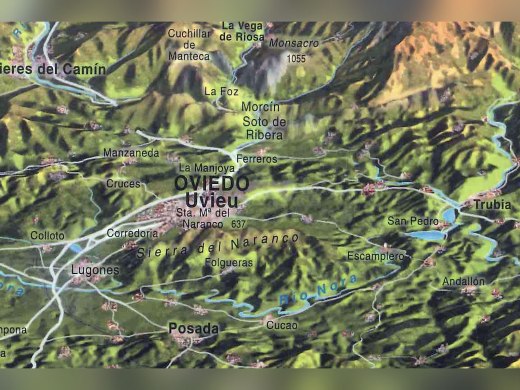 Mapa panorámico en relieve «Asturias» de Miguel Angulo, en tubo